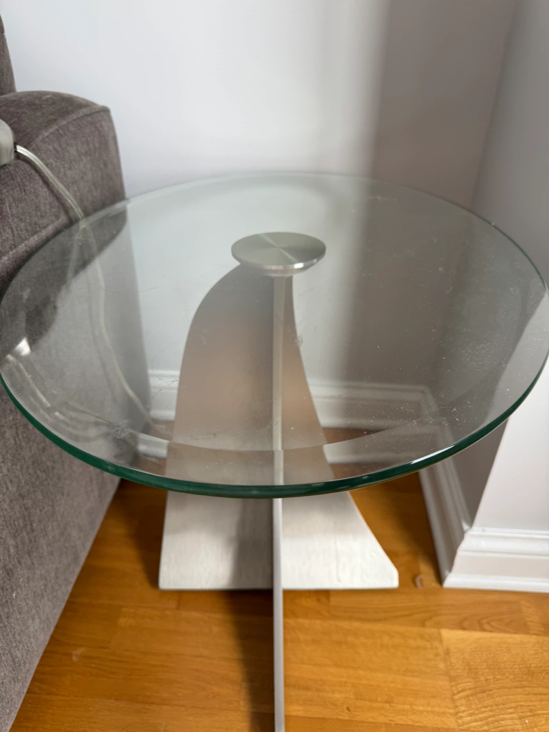 2 Glass Top Side Table with Metal Base