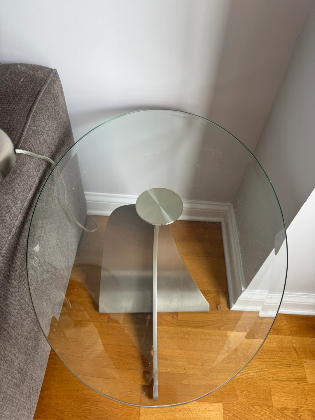 2 Glass Top Side Table with Metal Base - photo 2