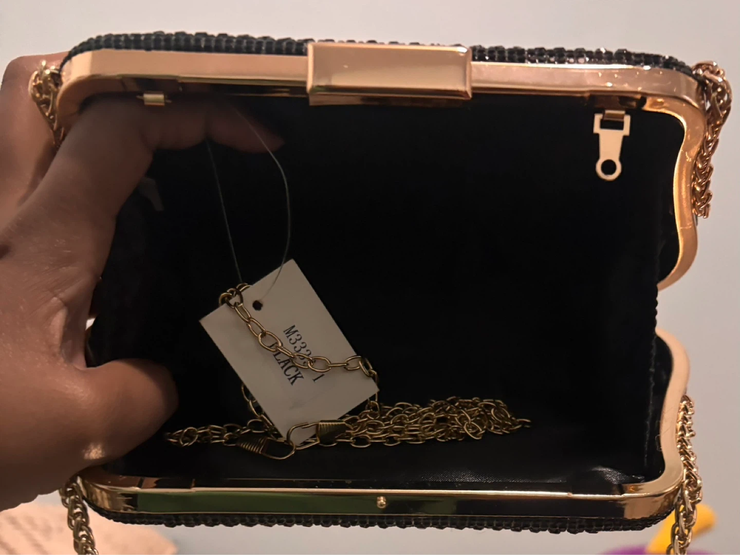 Black Clutch with Gold Chain - photo 2