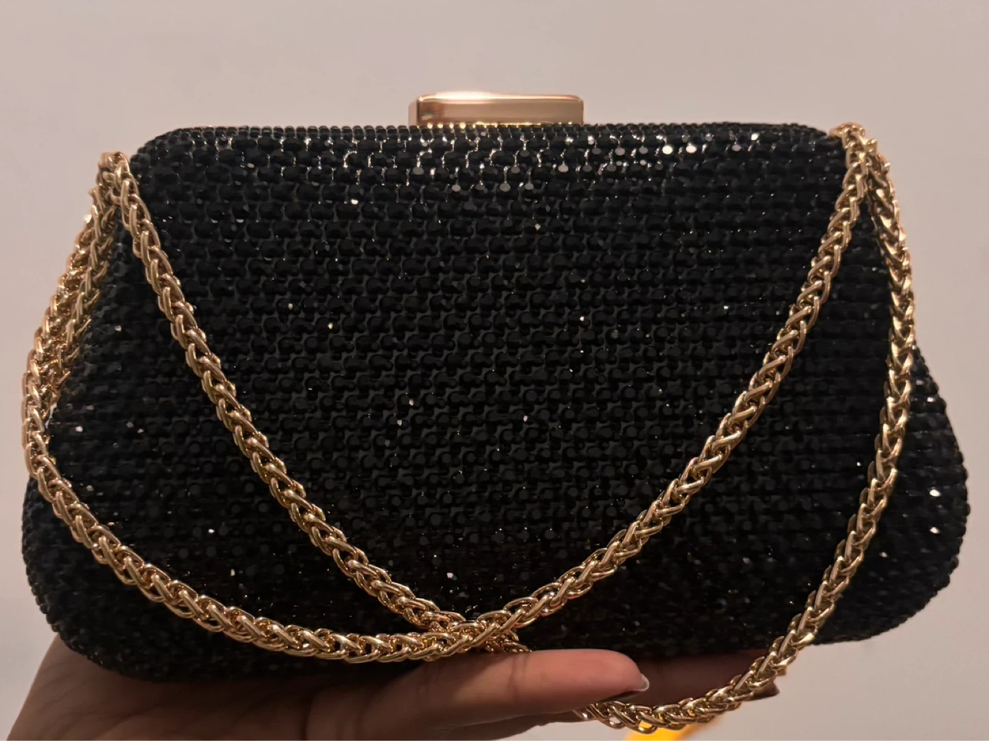 Black Clutch with Gold Chain - photo 3