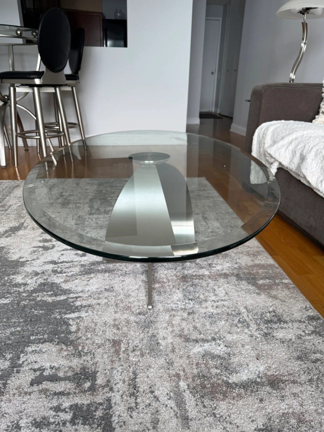 Glass Top Coffee Table with Metal Base