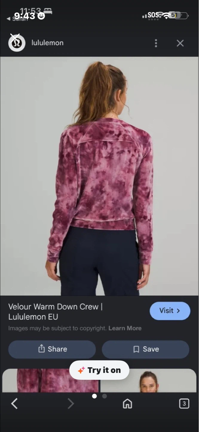Lululemon Velour Warm Down Crew Sweatshirt