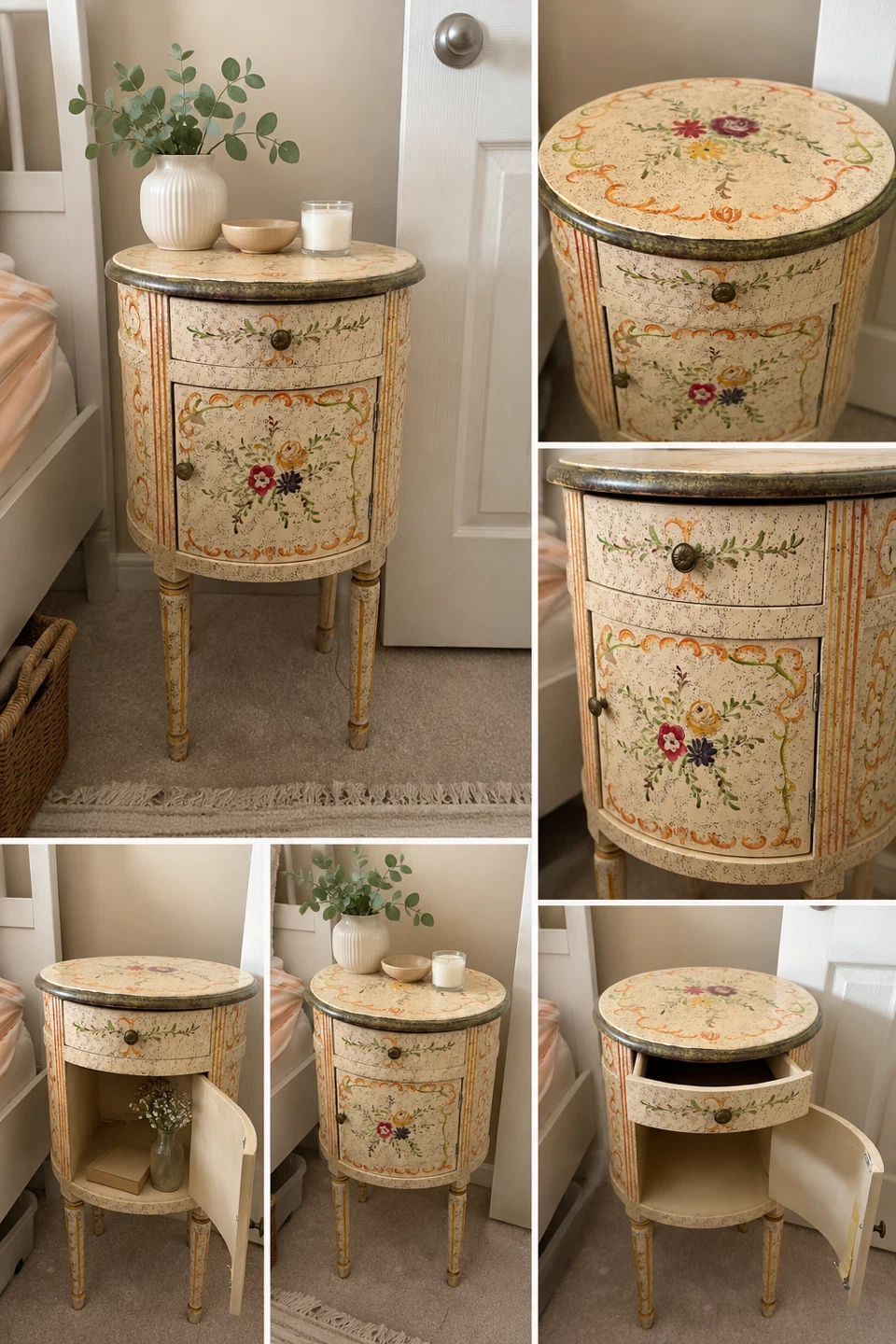 Vintage Floral Accent Side Table