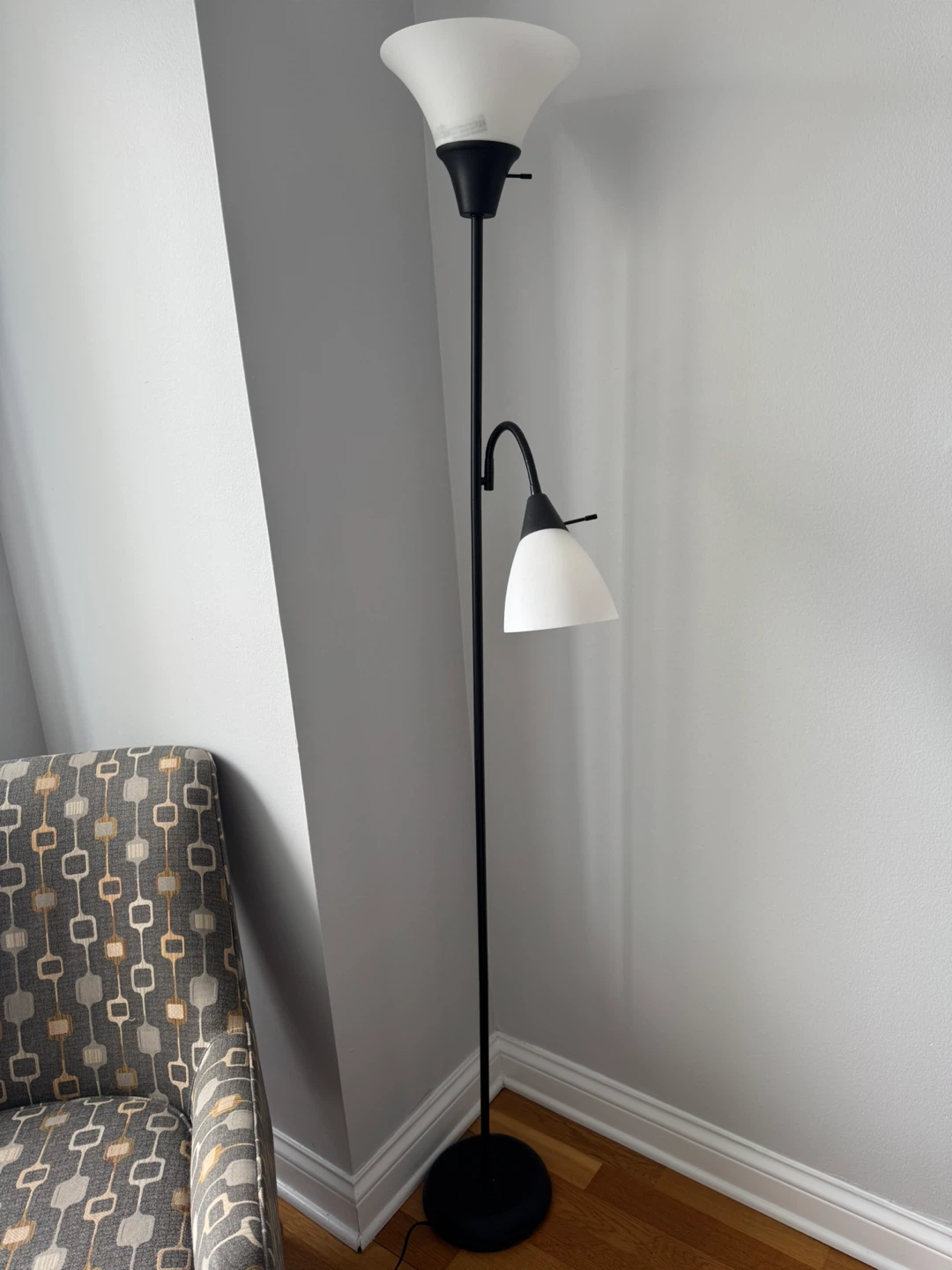 Black Floor Lamp with Adjustable Reading Light