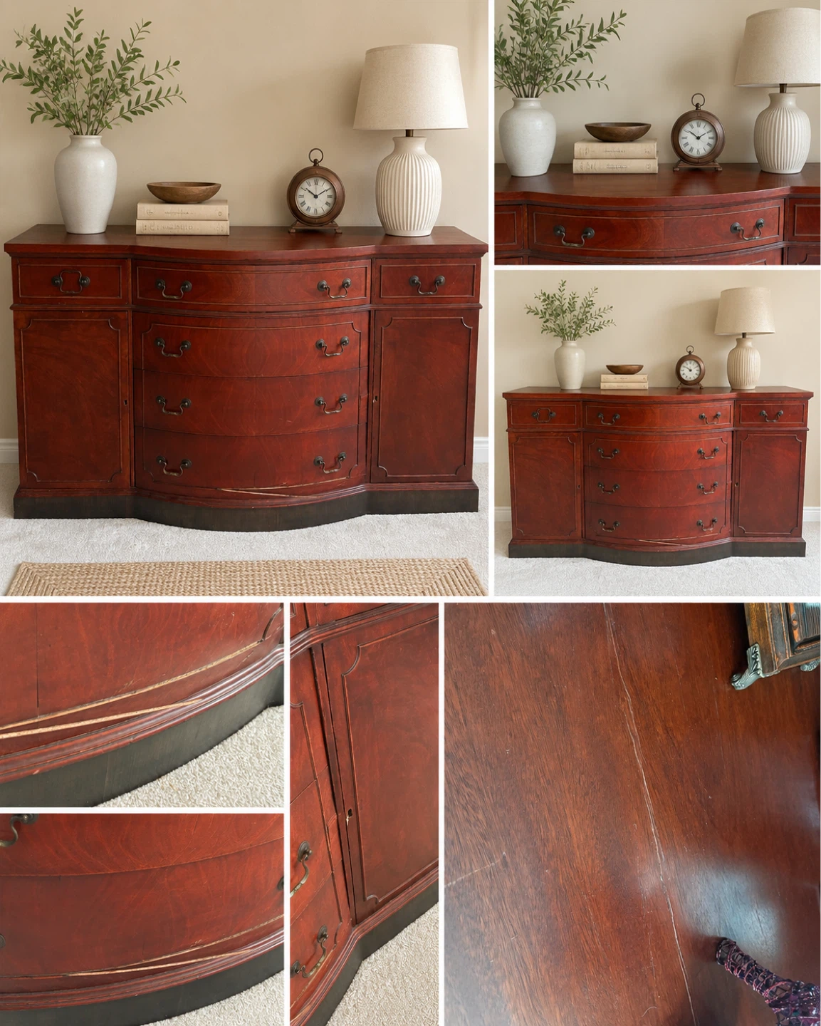 Wooden Sideboard with Drawers and Cabinet