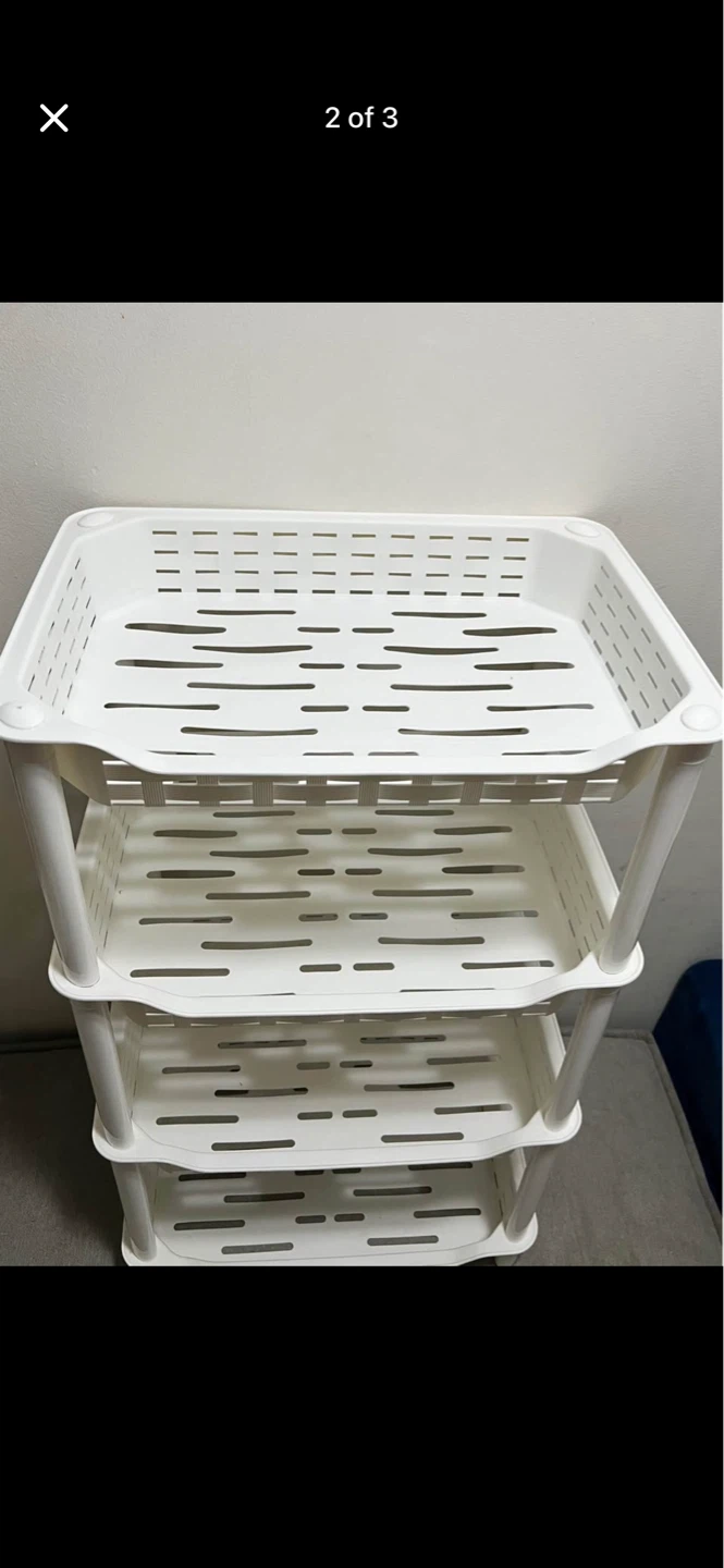 4-Tier White Plastic Storage Shelf Rack - photo 2