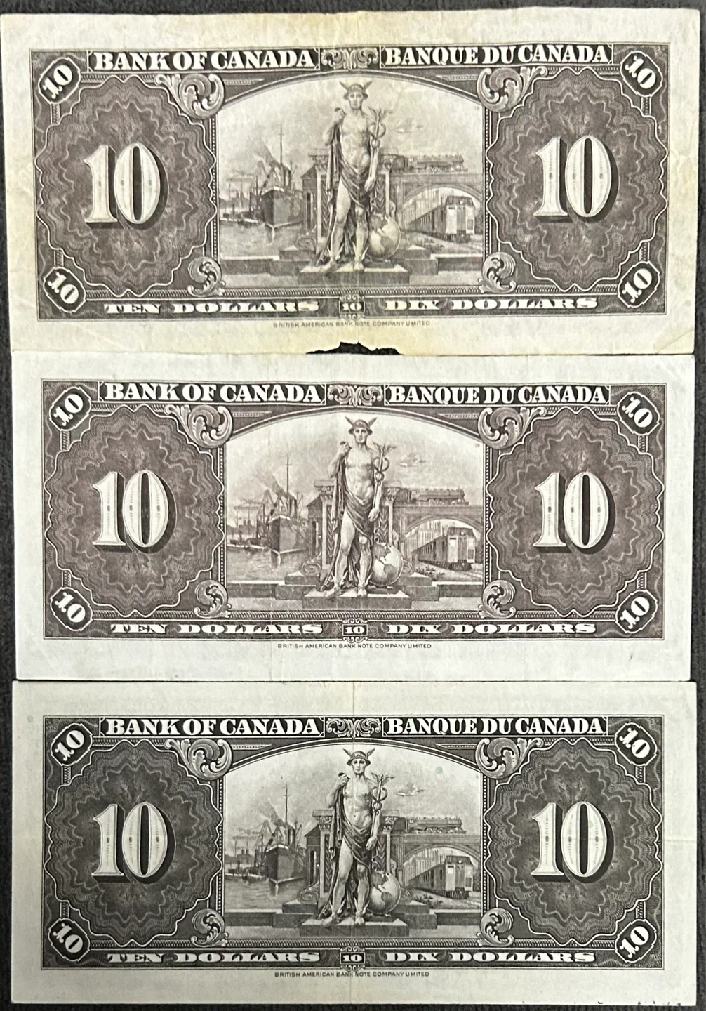 Collection of Antique Bank of Canada 1937 $10 Bills - photo 2