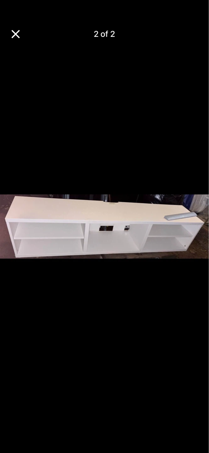 White TV Stand with Shelves - photo 2