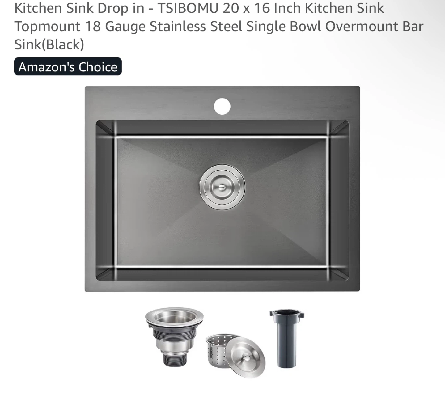 TSI BOMU Stainless Steel Kitchen Sink - 20 x 16 Inch