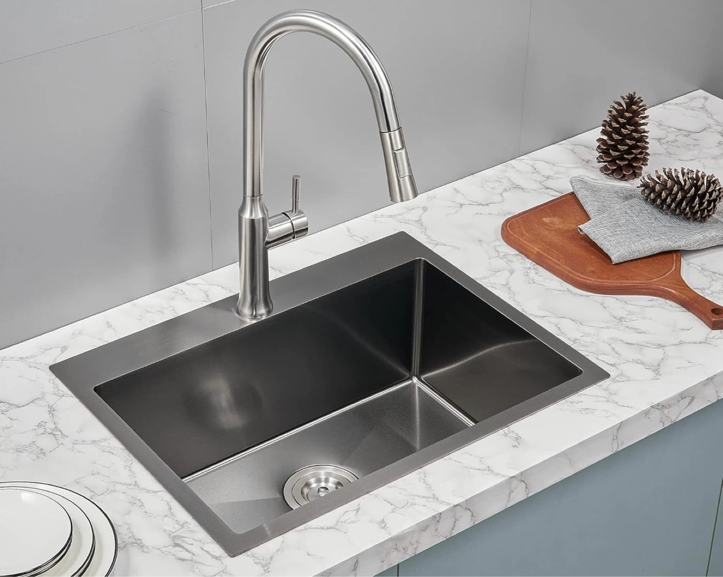 TSI BOMU Stainless Steel Kitchen Sink - 20 x 16 Inch - photo 2