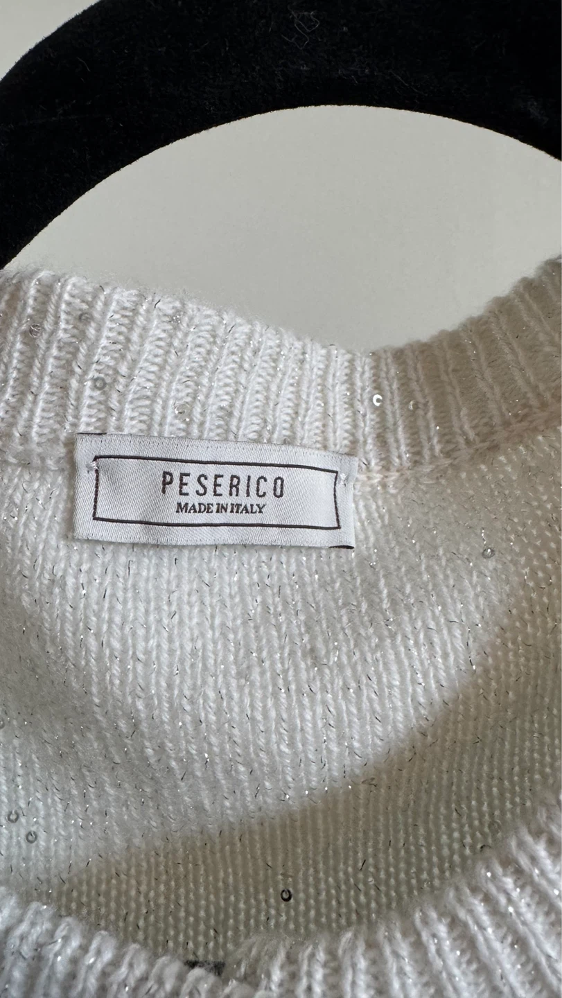 Peserico White Sequined Knit Cardigan Size 44 - photo 3