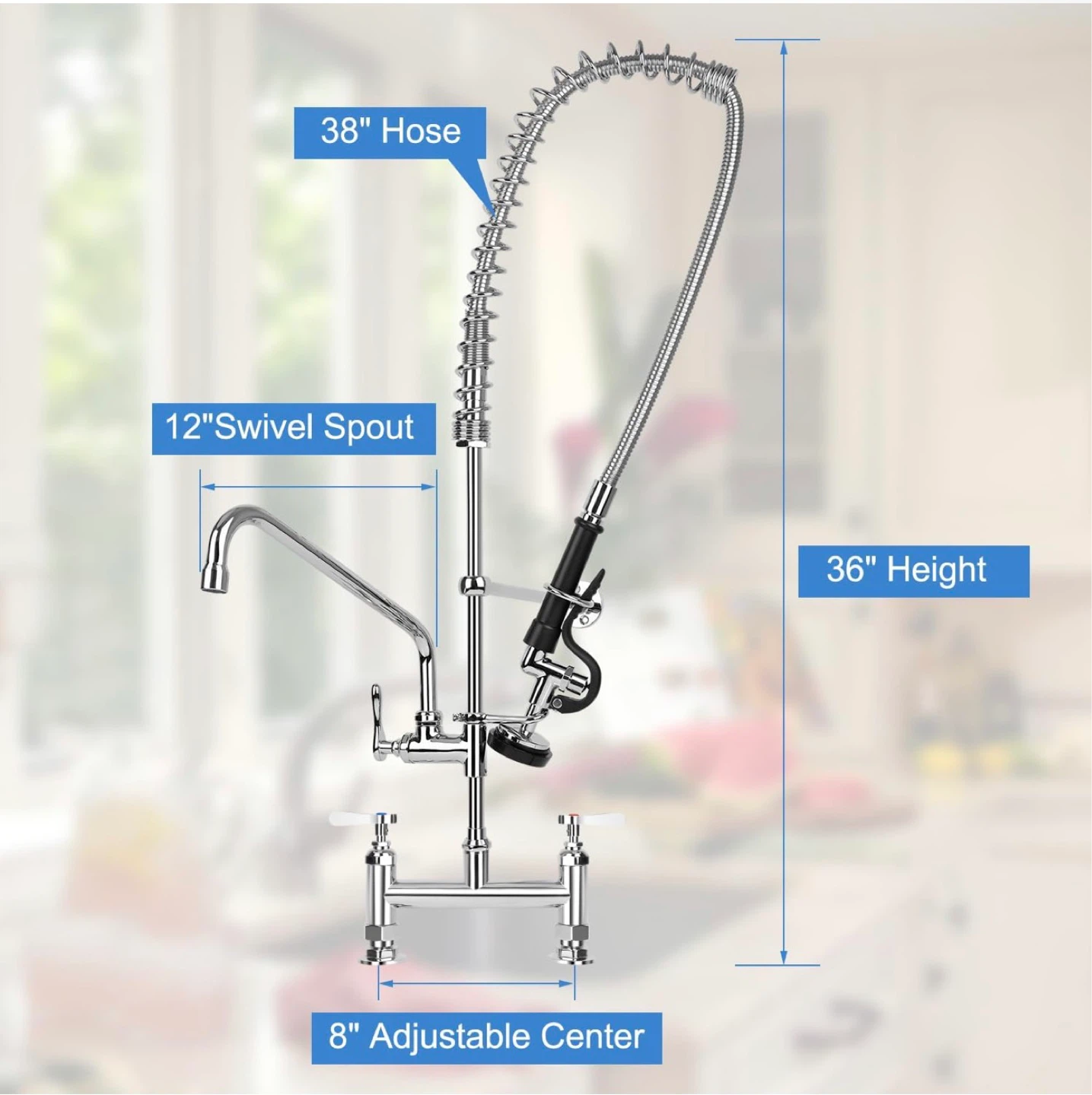 36" Commercial Faucet with 38" Stainless Steel Hose - photo 2