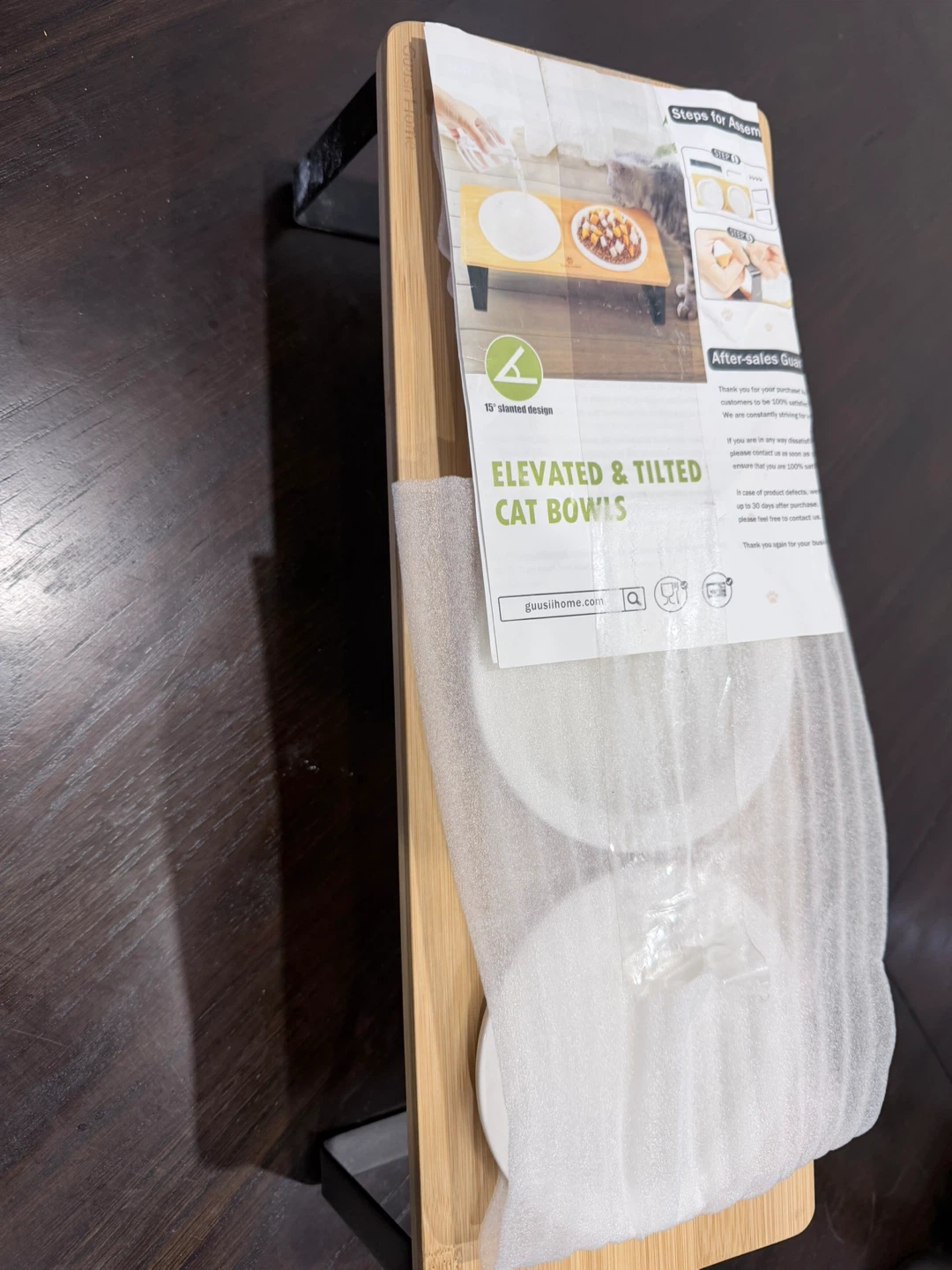 Elevated & Tilted Cat Bowls with Bamboo Stand - photo 2