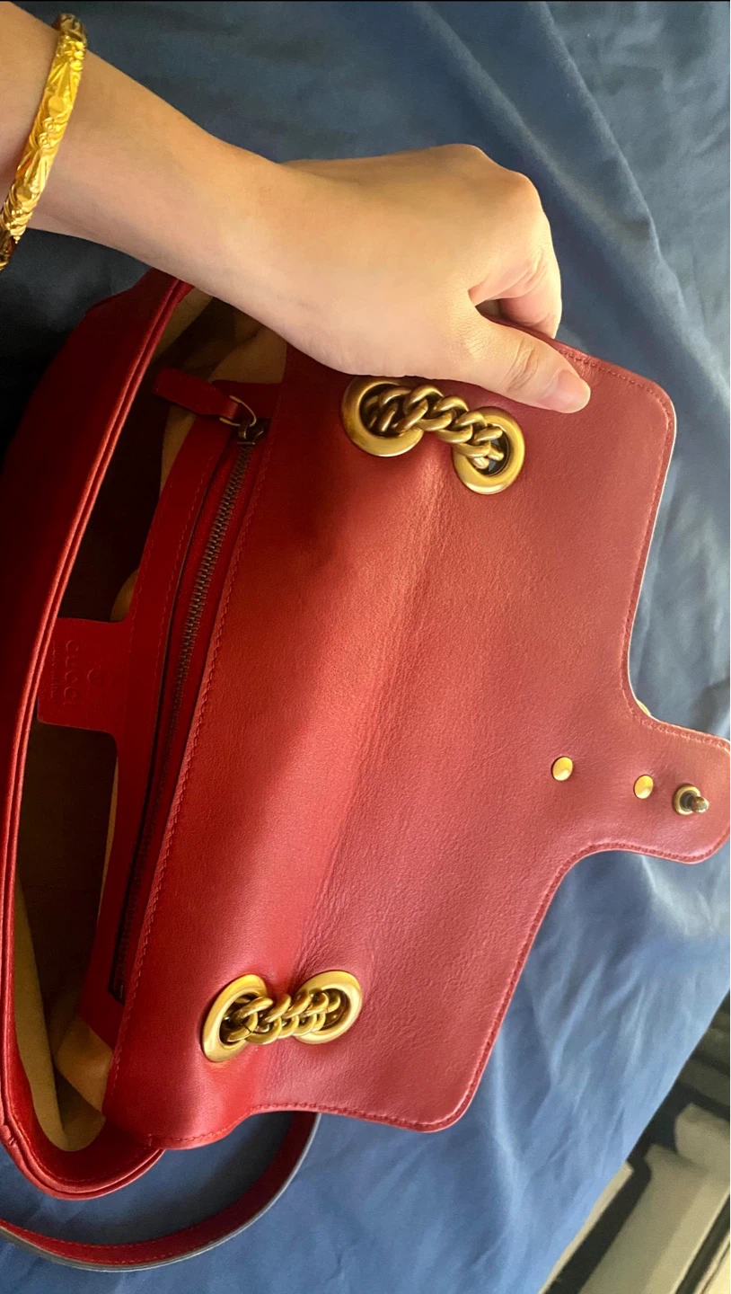 Gucci Marmont Heart Shoulder Bag Red Leather - photo 3
