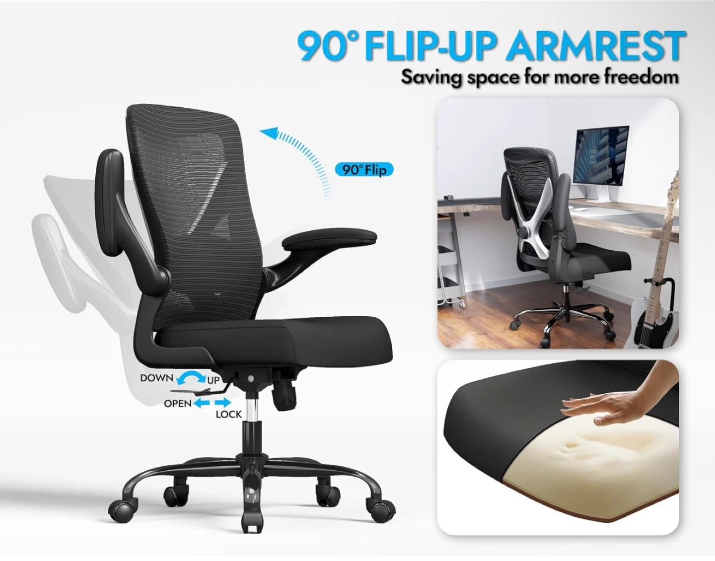 Black Mesh Office Chair with Lumbar Support - photo 2