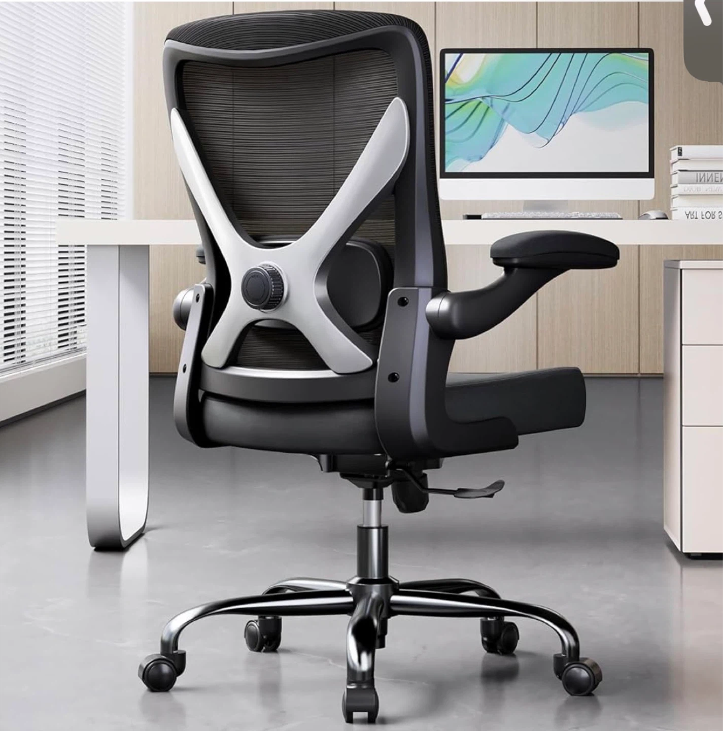 Black Mesh Office Chair with Lumbar Support