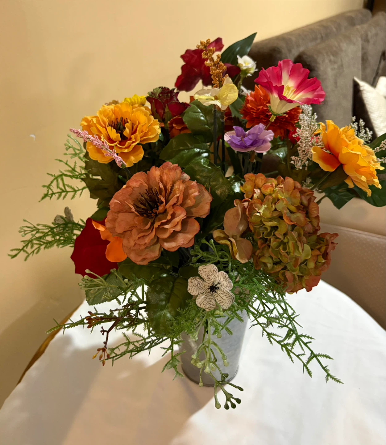 Artificial Floral Arrangement in Galvanized Vase - photo 4