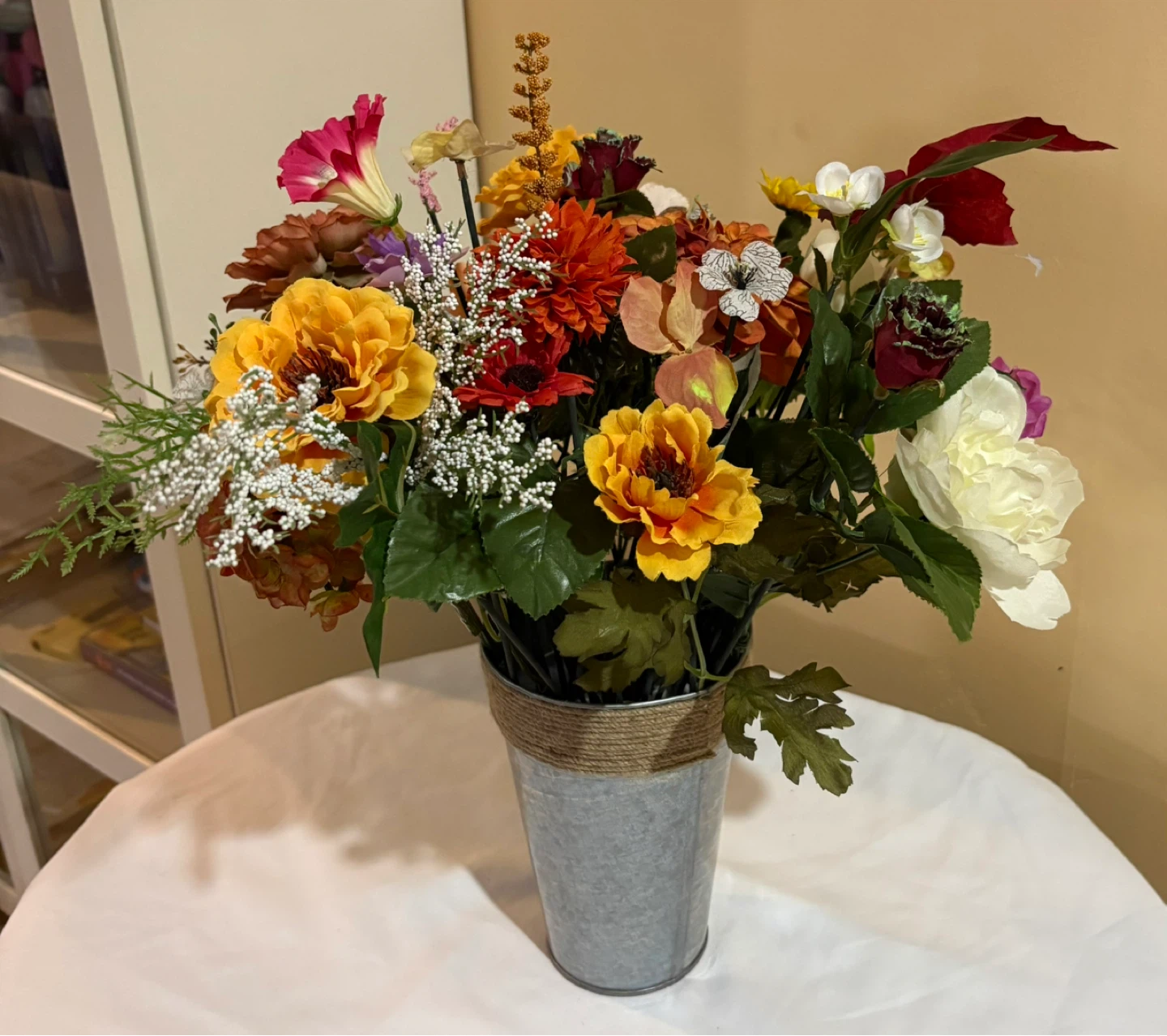 Artificial Floral Arrangement in Galvanized Vase - photo 3
