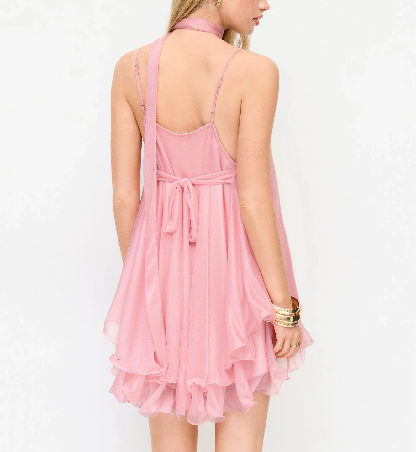 Pink Chiffon Ruffle Mini Dress - photo 5