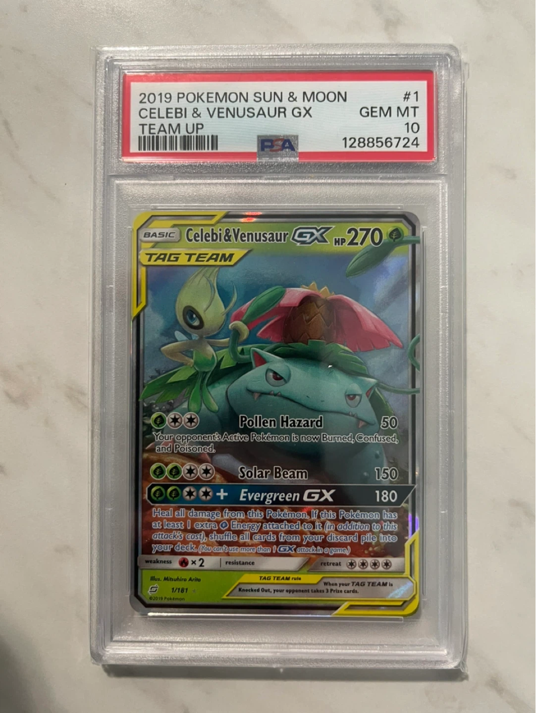 2019 Pokemon Sun & Moon Celebi & Venusaur GX Tag Team Card