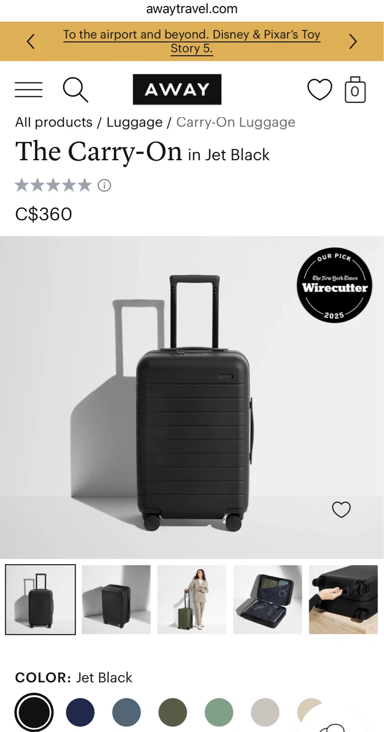 AWAY The Carry-On Luggage in Jet Black