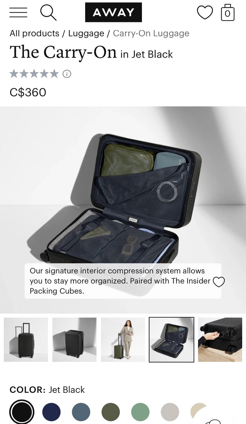 AWAY The Carry-On Luggage in Jet Black - photo 5