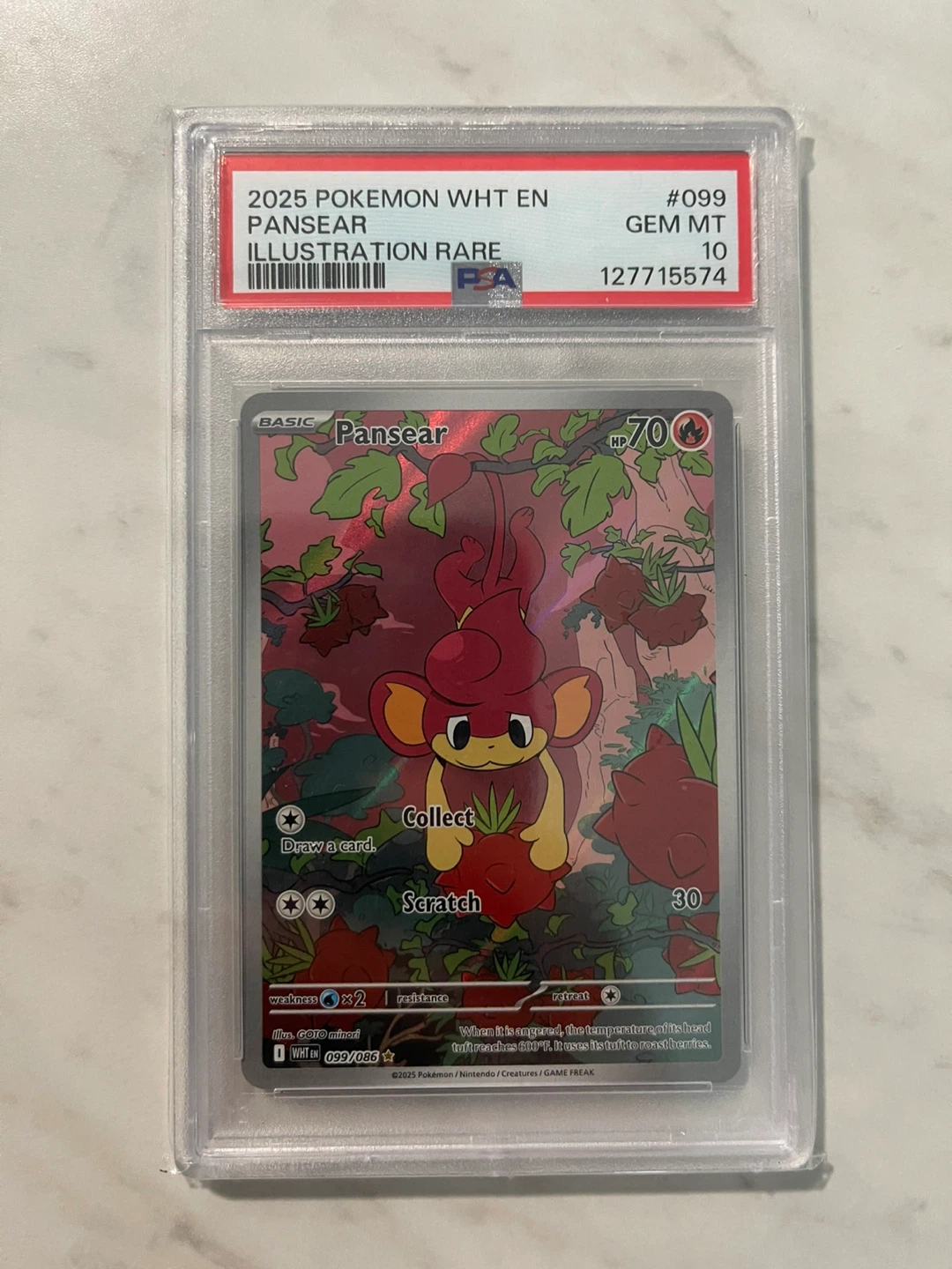 2025 Pokemon WHT EN Pansear Illustration Rare PSA 10