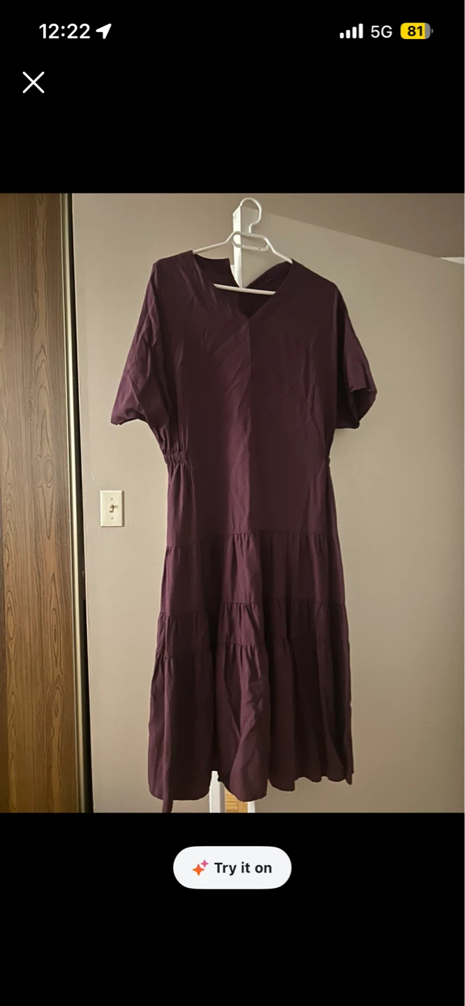 Women's Tiered Midi Dress - Plum