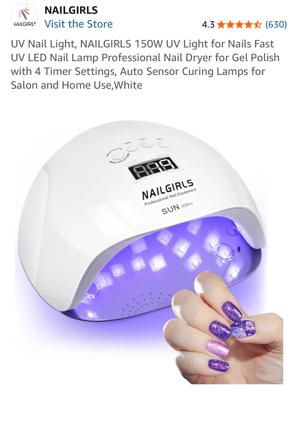 NAILGIRLS 150W UV LED Nail Lamp