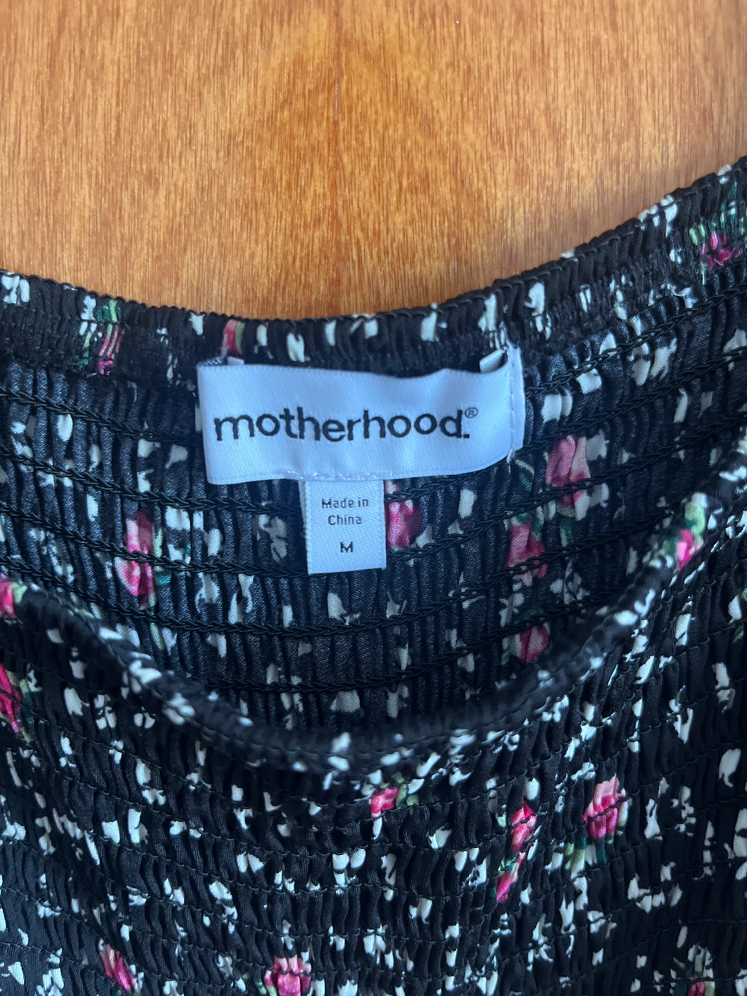 Motherhood Black Floral Smocked Square Neck Top - Size M - photo 2