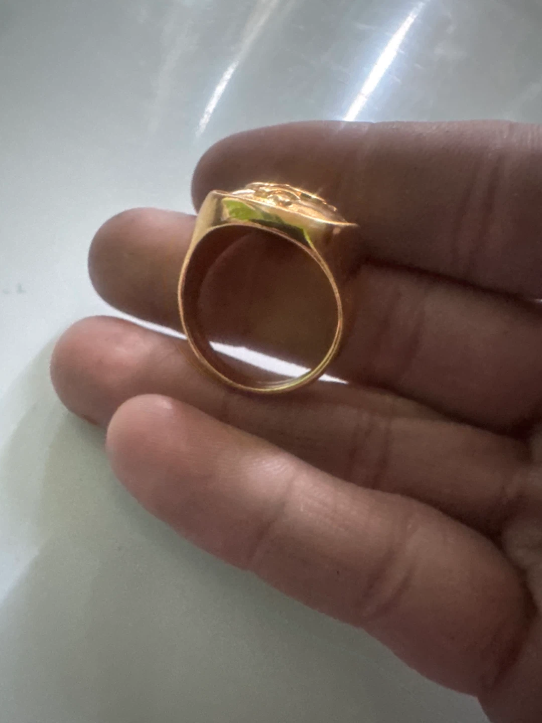 Gold Tone Ring with Embossed Design - photo 2