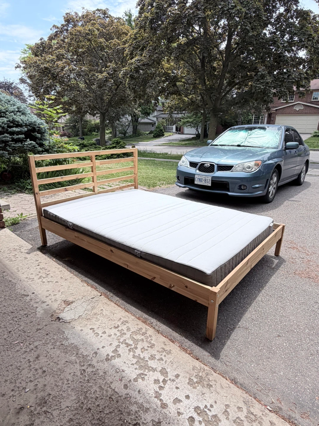 IKEA Wooden Bed Frame with Mattress