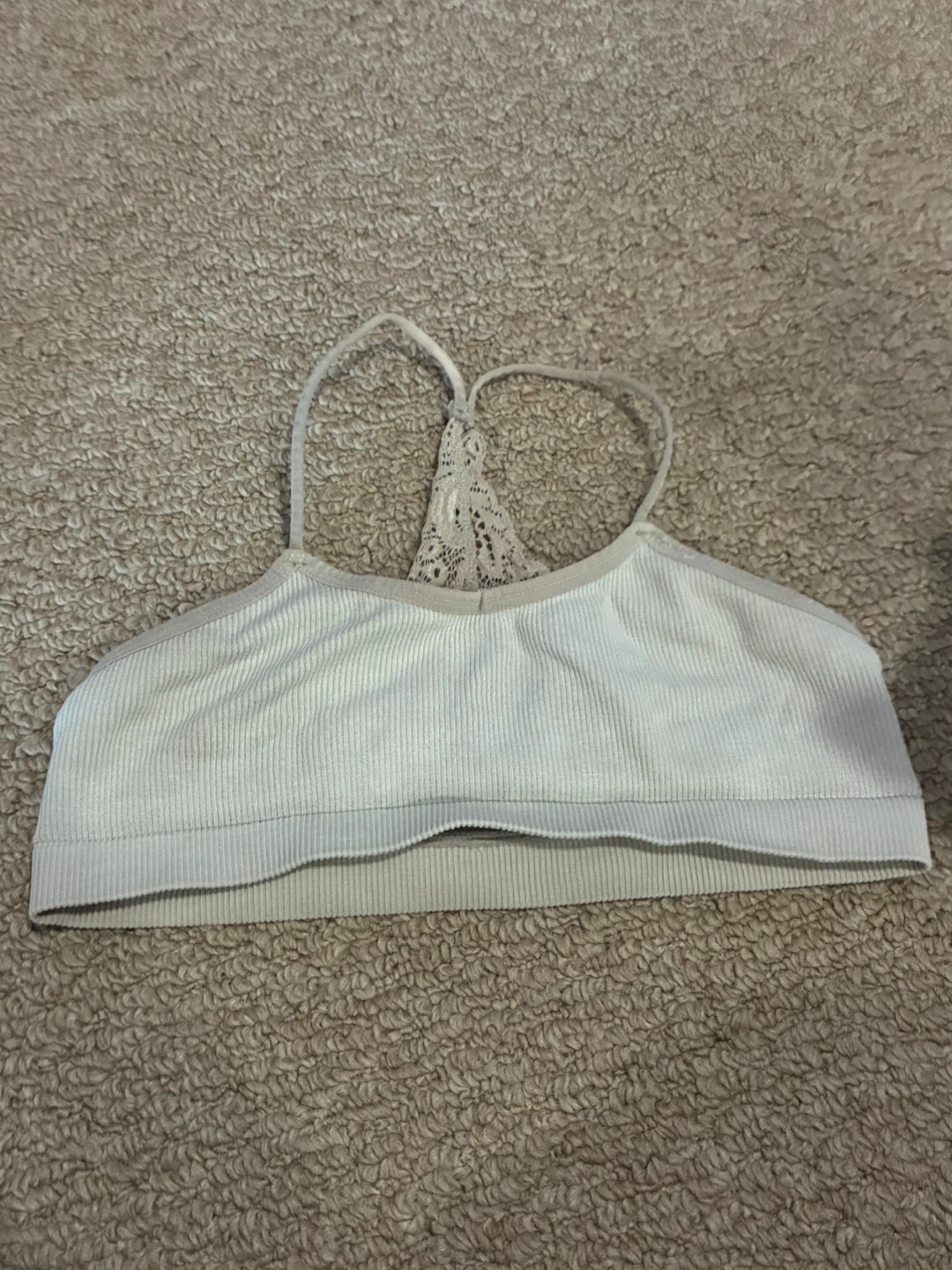 White Sports Bra with Lace Detail