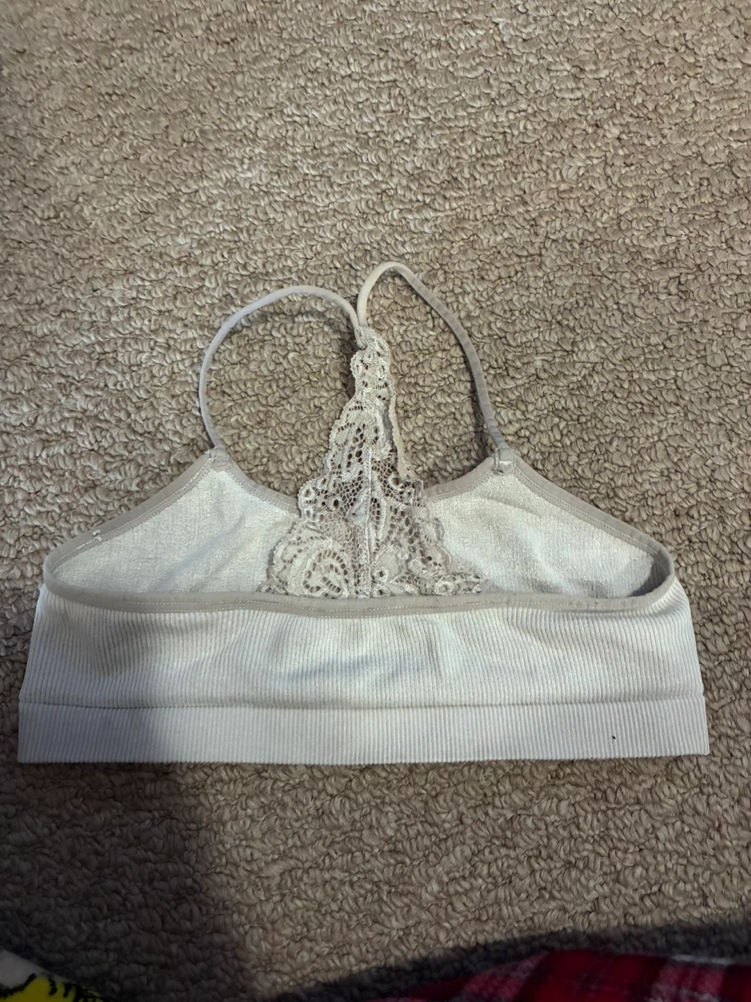 White Sports Bra with Lace Detail - photo 2