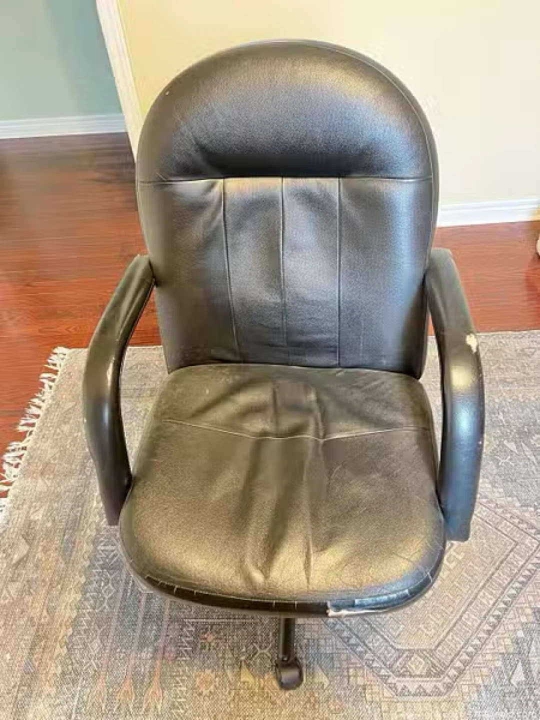 Black Faux Leather Office Chair - photo 4