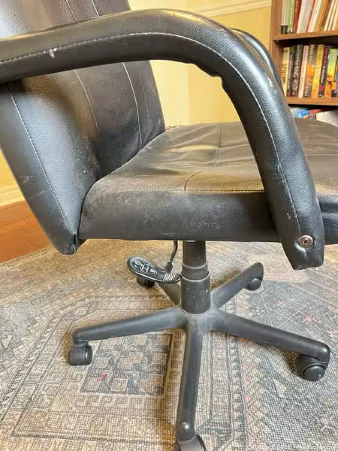 Black Faux Leather Office Chair - photo 3