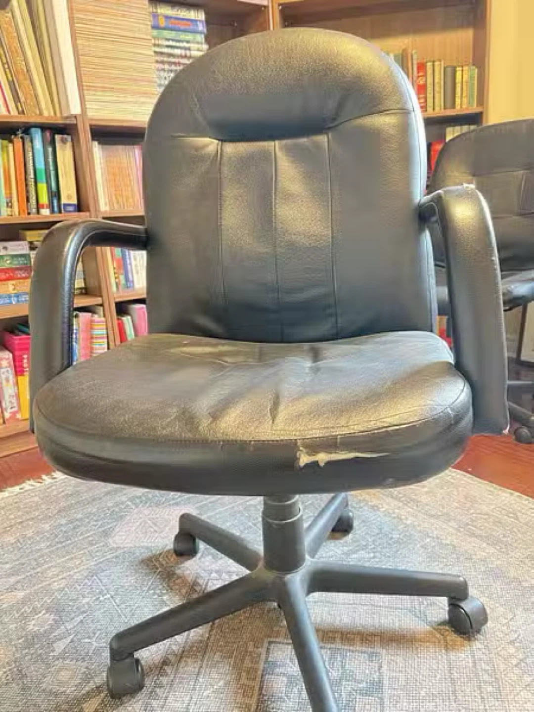 Black Faux Leather Office Chair - photo 2