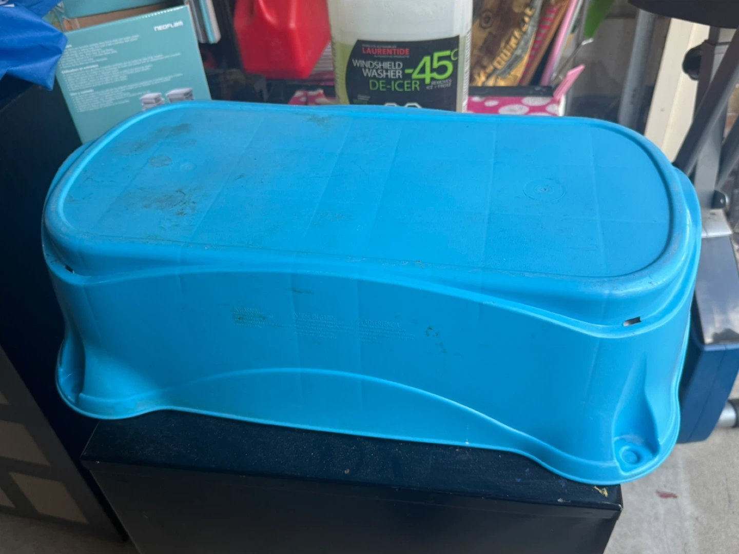 Blue Plastic Storage Bin