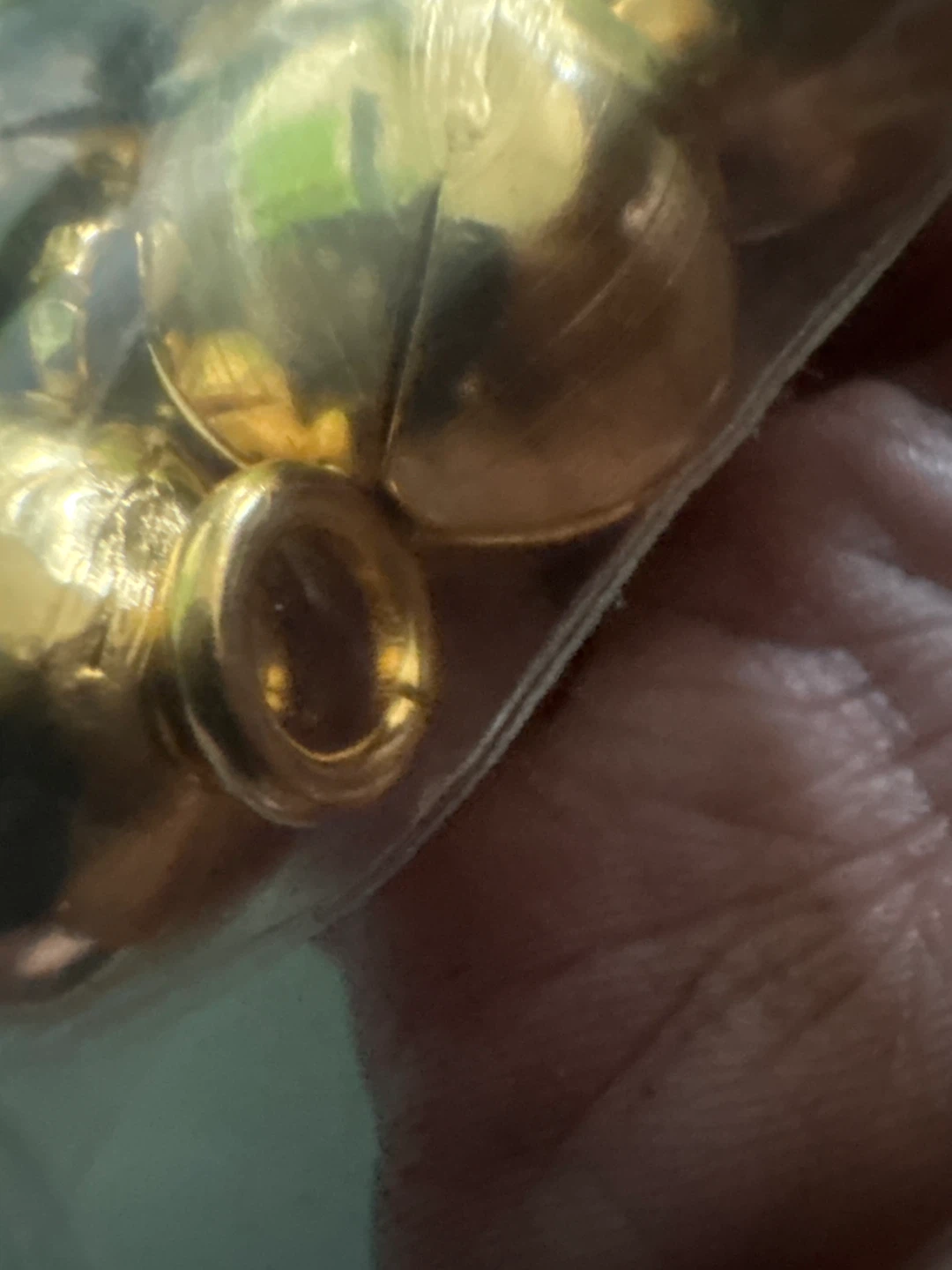 12 Gold tone Hallow balls  with Ring and a hole - photo 3