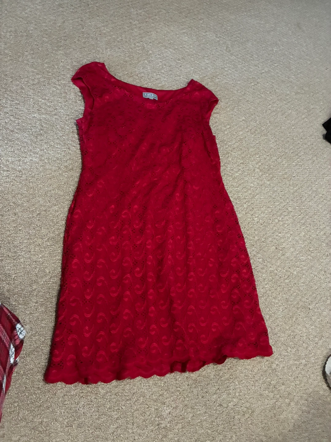 Laura Petites Red Lace Dress Size 12