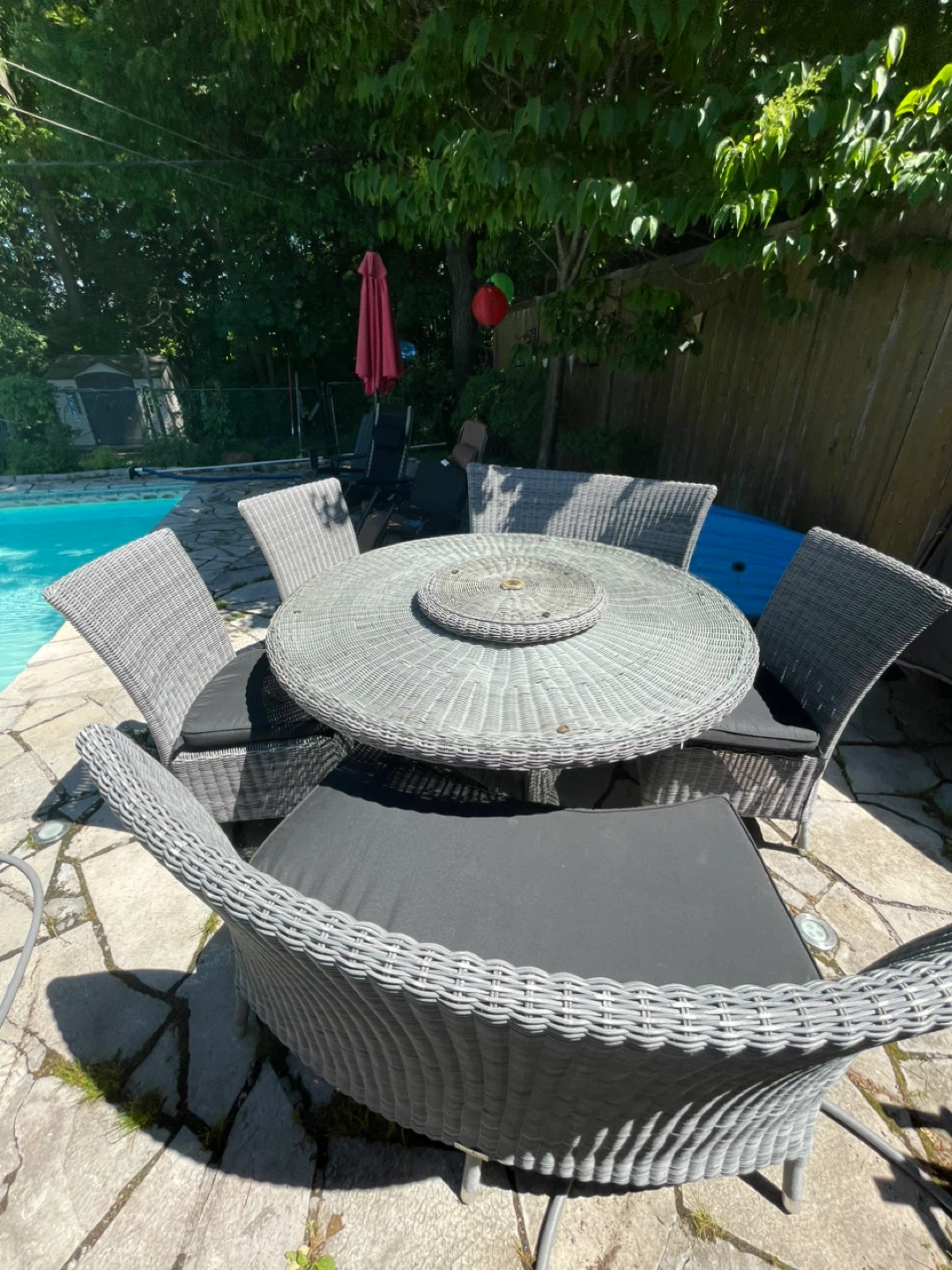 Ensemble de table de patio et chaises en rotin - photo 3