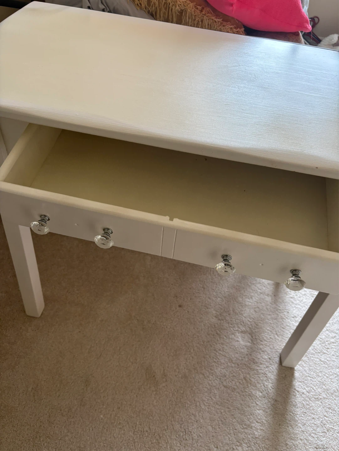 White Vanity Desk with Crystal Knobs - photo 5