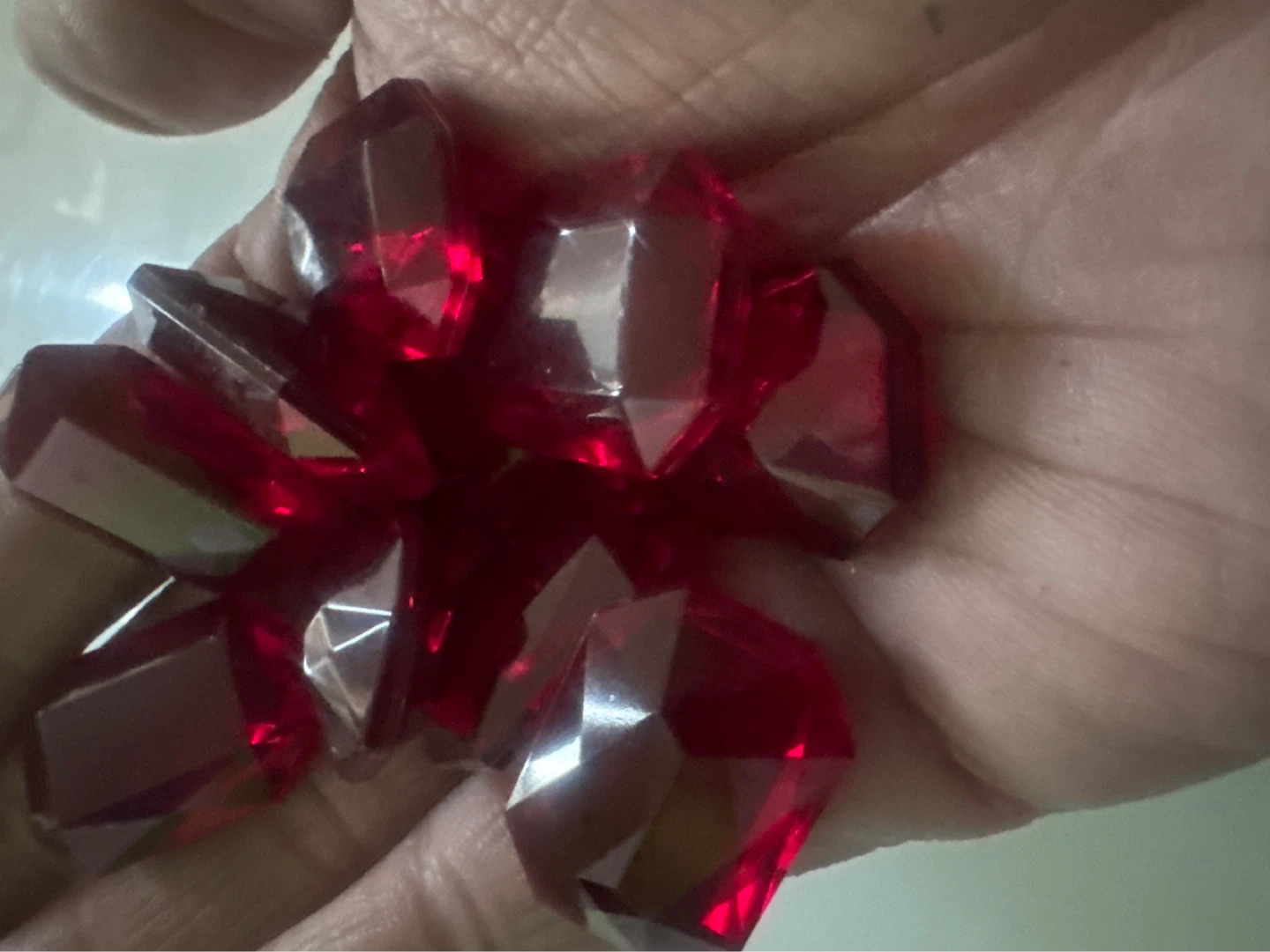 10 red acrylic octagon  faceted gemstone