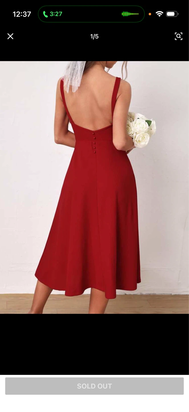 Red Sleeveless Midi Dress with Open Back