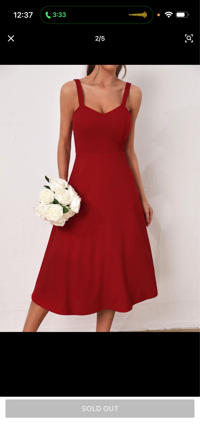 Red Sleeveless Midi Dress with Open Back - photo 2