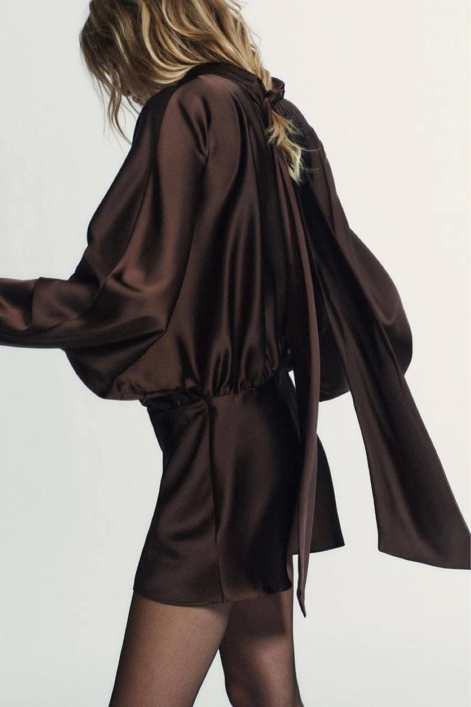 Zara  satin dress with tie neck XS - photo 3