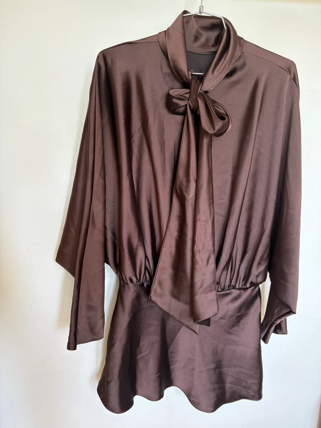 Zara  satin dress with tie neck XS - photo 5