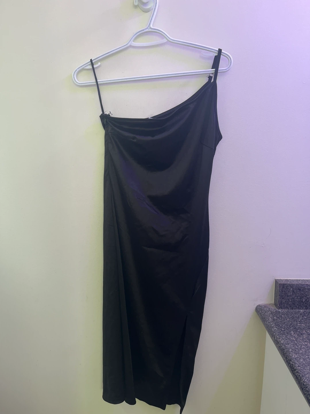 Black Satin Midi Dress