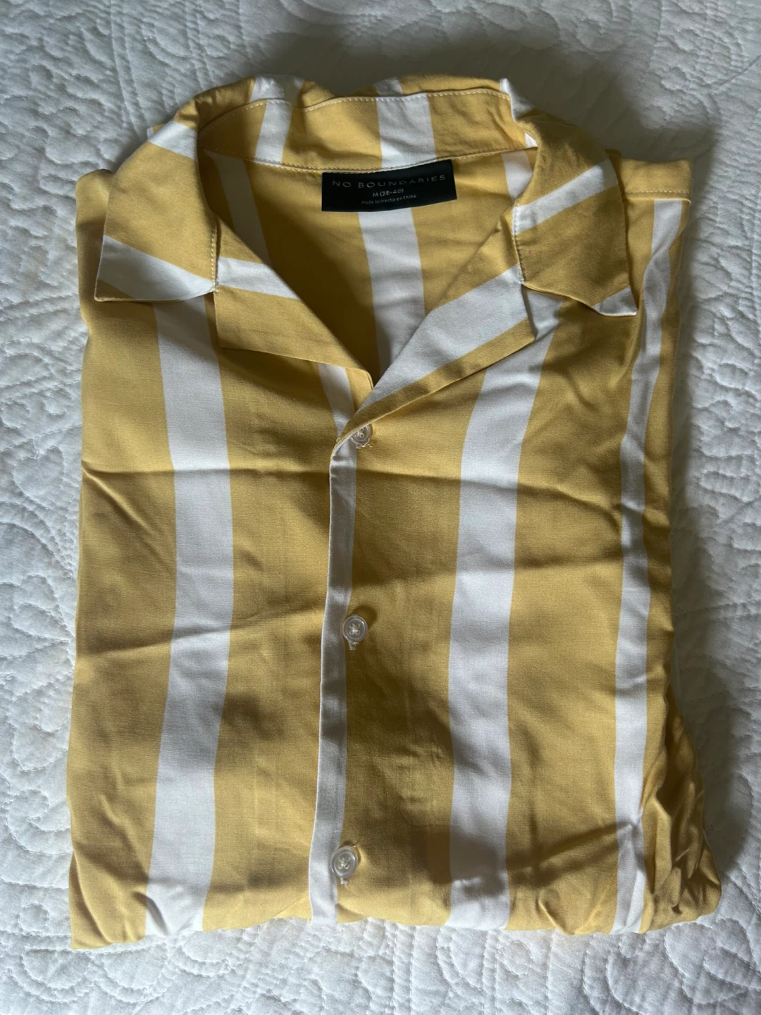 No Boundaries Yellow & White Striped Button-Up Shirt - photo 2