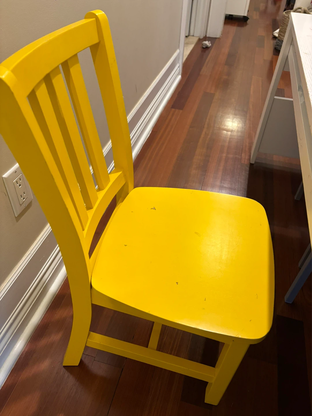 Long White Kids Desk with Yellow Chairs - photo 5
